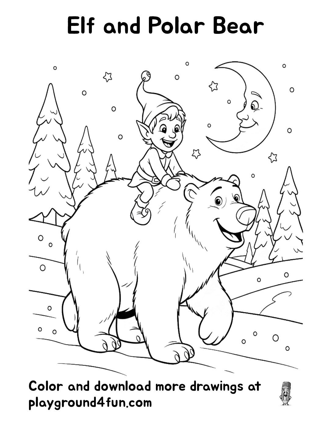 Coloring pages: Elf and Polar Bear pdf