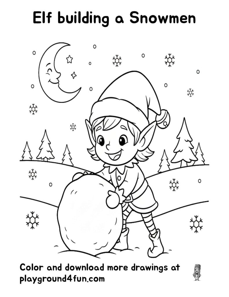 Elf building a Snowmen