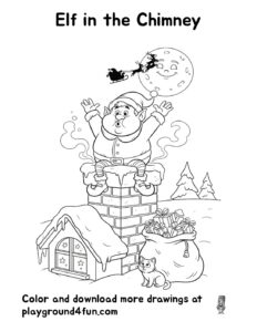 Coloring pages: Elf in the Chimney pdf