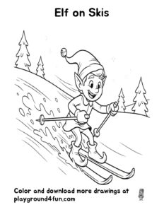 Coloring pages: Elf on Skis pdf