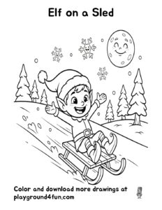 Coloring pages: Elf on a Sled pdf