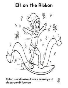 Coloring pages: Elf on the Ribbon pdf