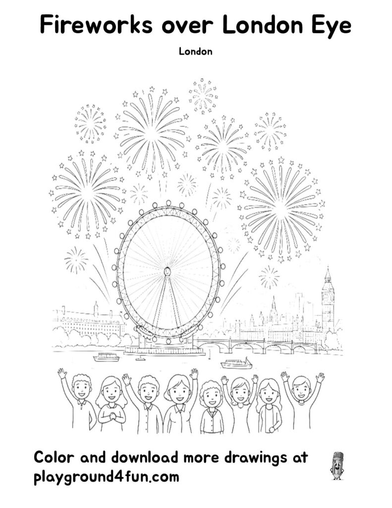 Fireworks over London Eye