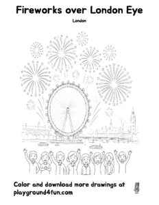 Coloring pages: Fireworks over London Eye preview