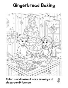 Coloring pages: Gingerbread Baking pdf