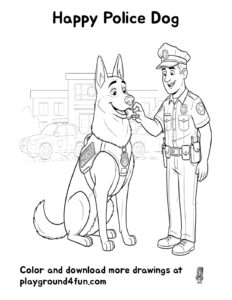 Coloring pages: Happy Police Dog pdf