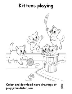 Coloring pages: Kittens playing pdf