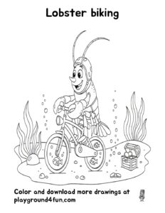 Coloring pages: Lobster biking pdf
