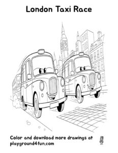 Coloring pages: London Taxi Race pdf