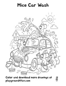 Coloring pages: Mice Car Wash pdf