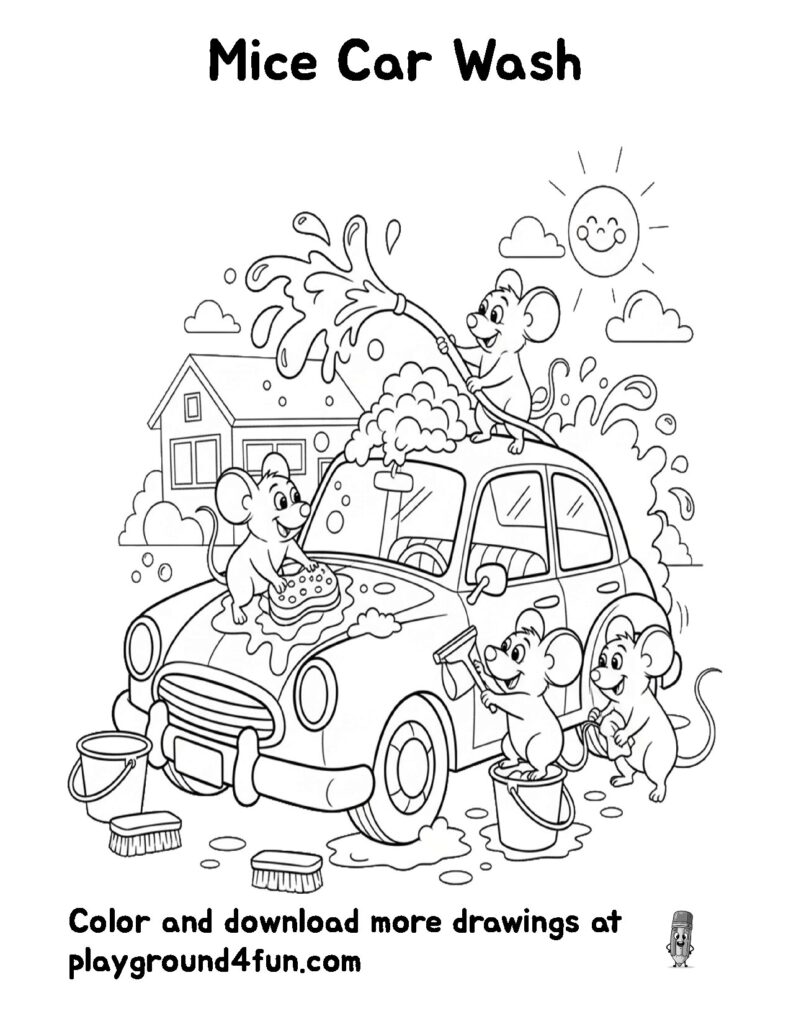 Coloring pages: Mice Car Wash preview