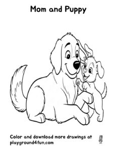 Coloring pages: Mom and Puppy pdf