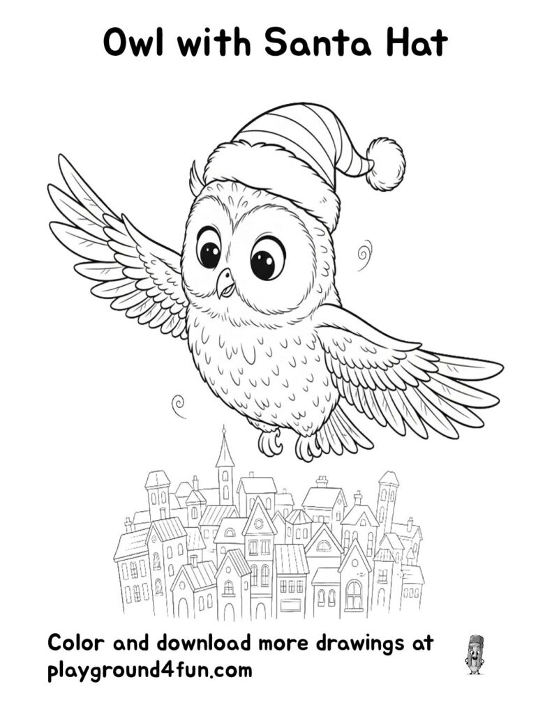 Owl with Santa Hat