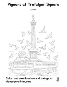 Coloring pages: Pigeons at Trafalgar Square pdf