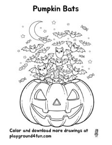 Coloring pages: Pumpkin Bats pdf