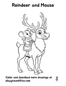 Coloring pages: Reindeer and Mouse preview