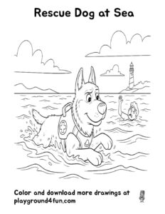 Coloring pages: Rescue Dog at Sea pdf