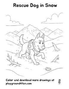 Coloring pages: Rescue Dog in Snow pdf