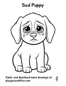 Coloring pages: Sad Puppy pdf