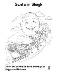 Coloring pages: Santa in Sleigh pdf