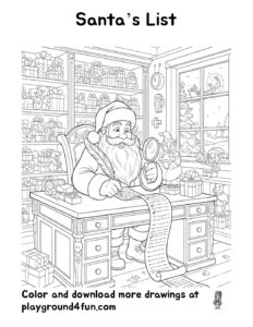 Coloring pages: Santas List pdf
