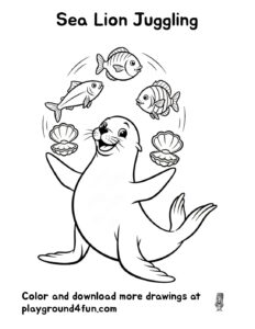 Coloring pages: Sea Lion Juggling pdf