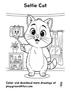 Coloring pages: Selfie Cat pdf