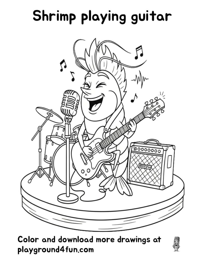 Shrimp playing guitar