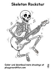 Coloring pages: Skeleton Rockstar pdf