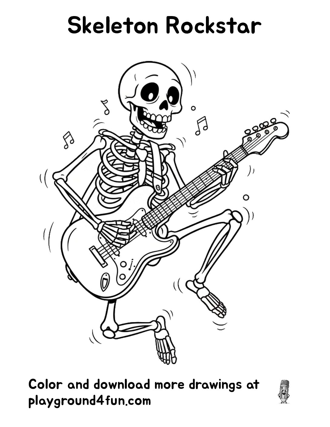 Coloring pages: Skeleton Rockstar pdf