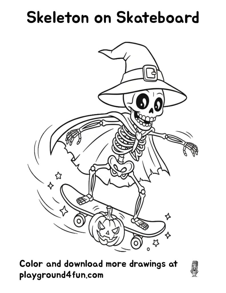 Skeleton on Skateboard