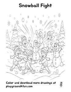 Coloring pages: Snowball Fight pdf