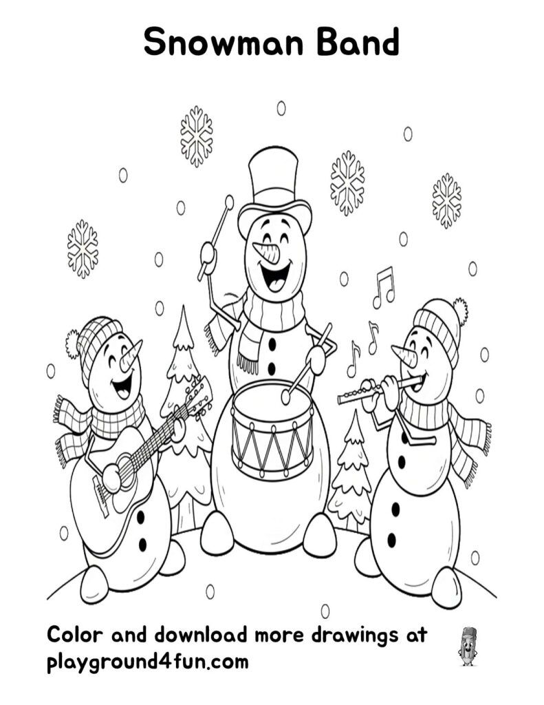 Snowman Band Coloring Pages