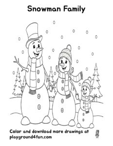 Coloring pages: Snowman Family pdf