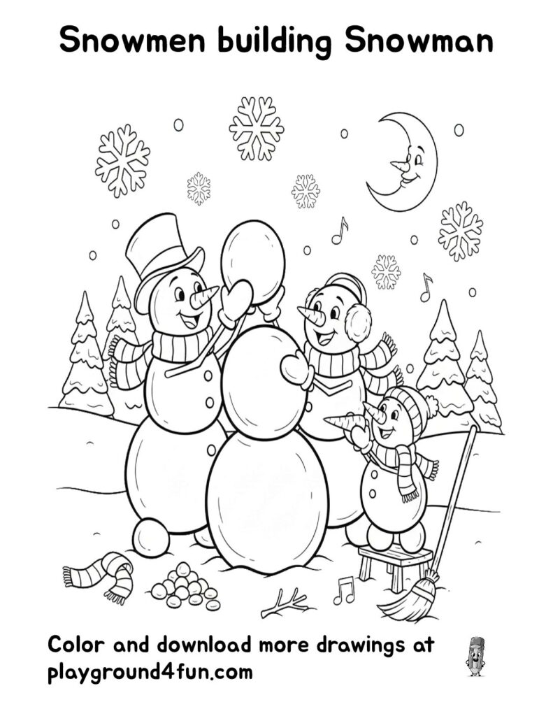 Snowmen Building Snowman