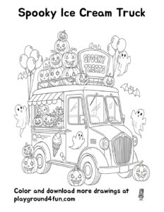 Coloring pages: Spooky Ice Cream Truck pdf