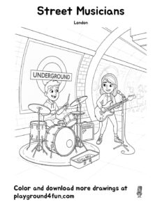 Coloring pages: Street Musicians pdf