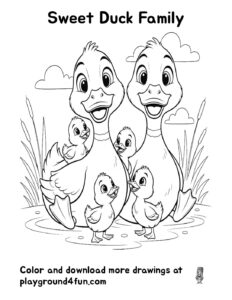 Coloring pages: Sweet Duck Family pdf