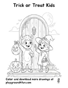 Coloring pages: Trick or Treat Kids pdf