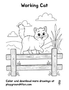 Coloring pages: Working Cat pdf