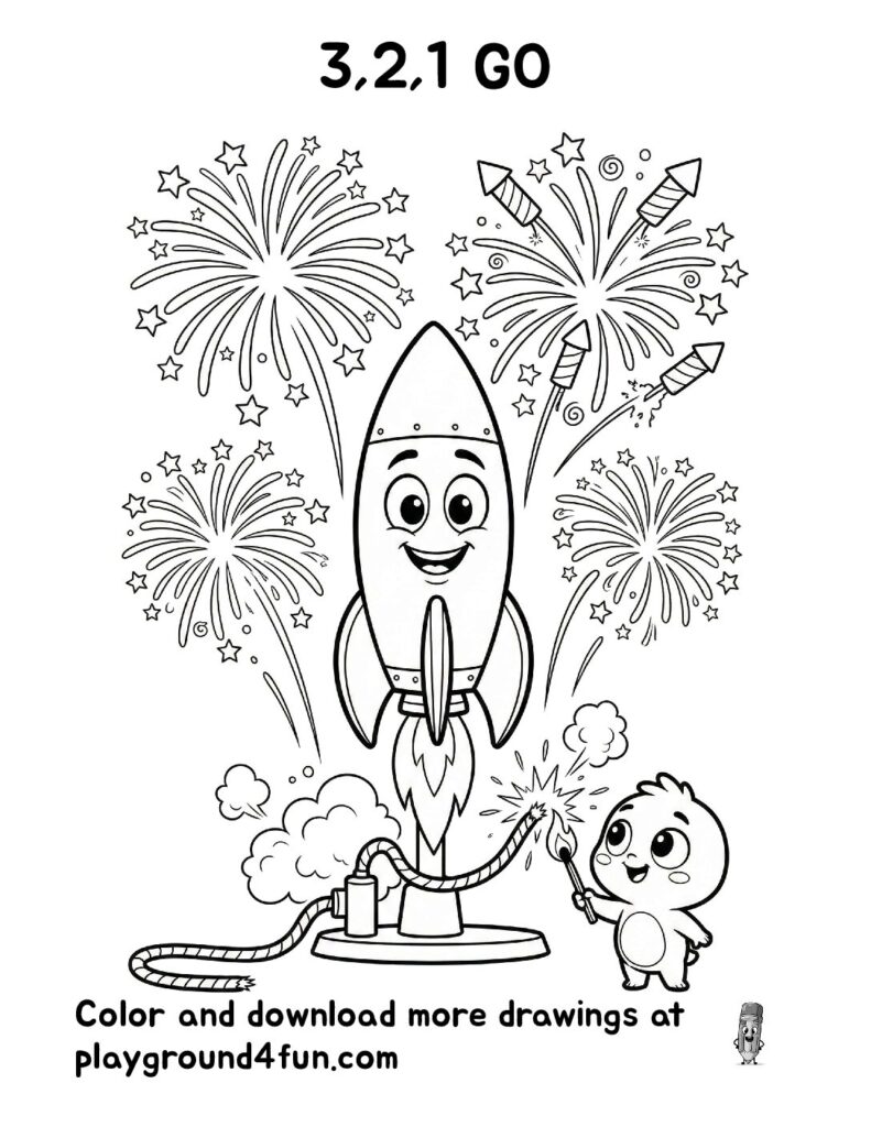 3,2,1 GO Coloring Pages