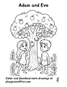Coloring pages: Adam and Eve pdf