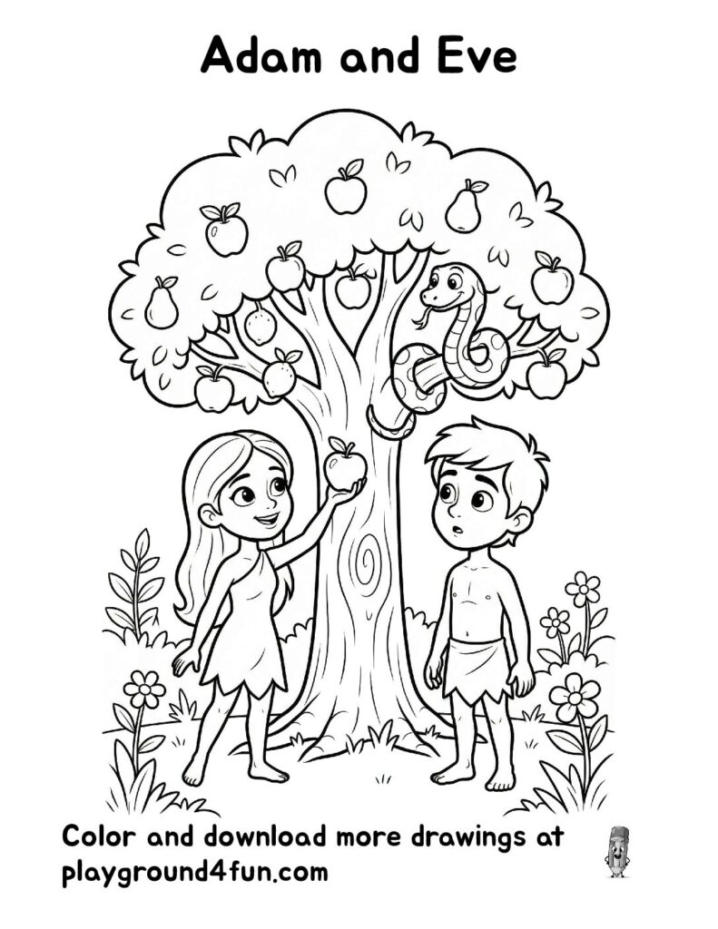 Adam and Eve Coloring Pages
