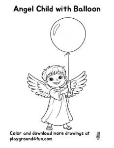 Coloring pages: Angel Child with Balloon pdf