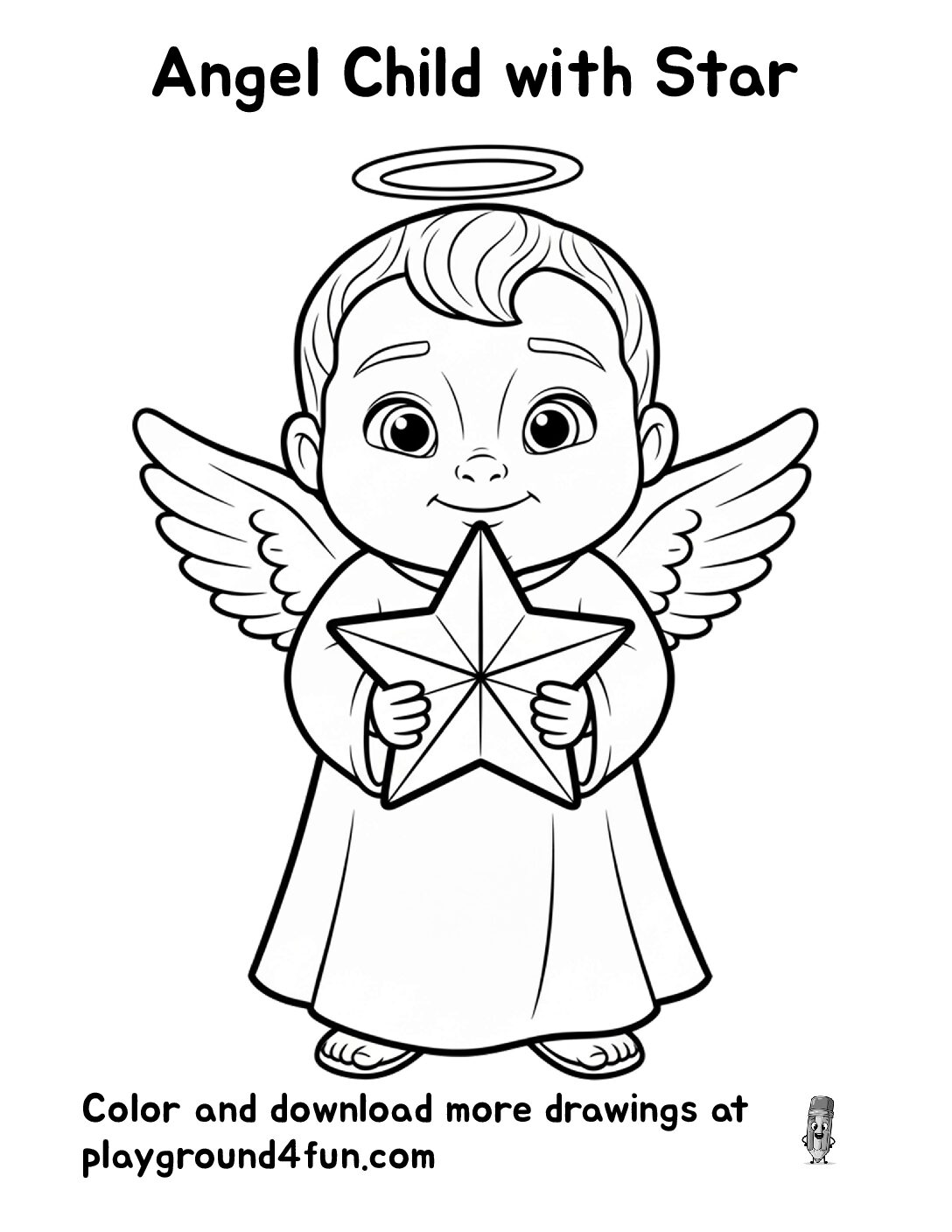 Coloring pages: Angel Child with Star pdf