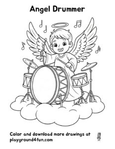 Coloring pages: Angel Drummer pdf