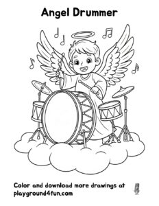 Coloring pages: Angel Drummer preview