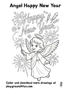 Coloring pages: Angel Happy New Year preview