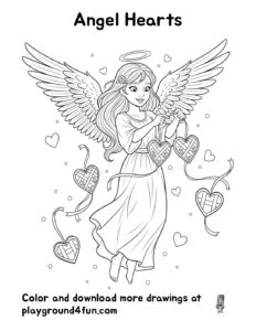 Coloring pages: Angel Hearts pdf