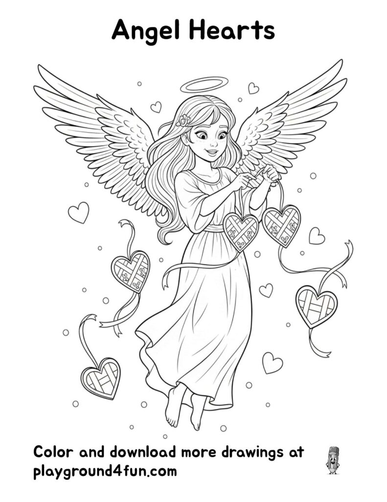 Angel Hearts Coloring Pages